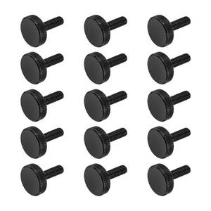 lot 12050 image: MECCANIXITY 15pcs M5 x 14mm Knurled Thumb Screws, Black Steel Flat Head Thumb Screws Metric Knurled Bolts Grip Knobs Hand Tighten Thread Fasteners