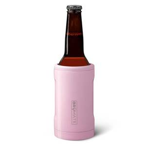lot 12389 image: BrMate Hopsulator Bottftl Insulated Bottle Cooler for Standard 12oz Glass Bottles  Glass Bottle Insulated Stainless Steel Drink Holder for Beer and Soda (Blush)