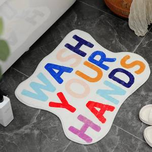 lot 12415 image: Drydiet Wash Your Hands Wave Funny Bath Mat 24 x 20 Inch Cute Bath Rug Non Slip Novelty Bathroom Rug Fun Colorful Shower Mat Absorbent for Tub Floor Bathroom(White)