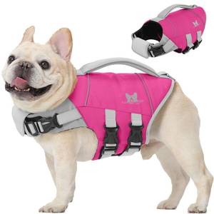 lot 12419 image: IDOMIK XS Dog Life Jacket High Flotation, Ripstop Reflective Dog Life Vest for Swimming Boating, Safety Lifesaver with Rescue Handle and Buoyancy, Adjustable Swimming Vest for Small Dogs,Rose,XS