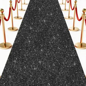 lot 12420 image: Glitter Carpet Runner 2.6FT x 15FT (200 GSM Thick)  Adhesive Tape - Durable Non-Woven Sparkle Rug, Hollywood Event Carpet, Graduation and IndoorOutdoor Party Decor (Glitter Black, 2.6FT X 15FT)