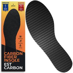 lot 12428 image: EstCarbon - Carbon Fiber Insole - 1 pc, Men 9.5, Women 10-10.5 - Unisex Orthotic Shoe Insert - Stiff Foot Plate - Turf Toe, Hallux Rigidus, Flat Feet, Plantar Fasciitis, Mortons Extension