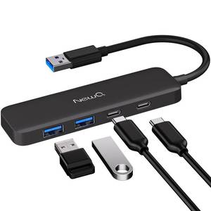 lot 12433 image: Dual USB C USB A 3.0 Hub USB Hub 4 Ports with 2 USB-C 3.0 and 2 USB-A 3.0, Ultra Slim Portable USB Splitter Adapter for Laptop, PS4, Flash Drive, HDD, Xbox, Printer, Mouse, Keyboard, Computer