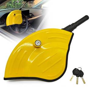 lot 13582 image: KAYCENTOP Universal Steering Wheel Lock Anti-Theft Car Devices Half Cover, Security Wheel Locks for Car, Adjustable Car Wheel Lock Fit Most Vehicle, Great Deterrent Yellow