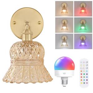 lot 13596 image: Shenmoyl Vintage Battery Operated Wall Sconce, Rechargeable Battery Powered Wall Sconces with Remote Control, Wireless Dimmable LED Light for Bedside Indoor Living Room (Amber Pineapple)