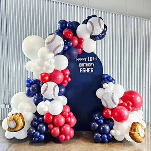lot 14399 image: Baseball Balloon Arch Garland Kit,Red White and Blue Balloon Arch Garland Kit for Sport Baseball Party Birthday Baby Shower Graduation Decorations