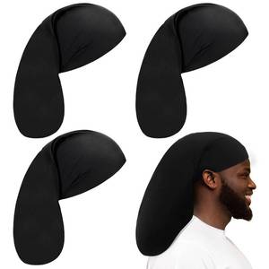 lot 14409 image: Tatuo 4 Pieces Unisex Jumbo Dreadlock Cap Long Dreads Hair Head Wrap Sleeping Cap Hair Accessories Sleep Bonnet for Men Women (4 Pcs,Black)