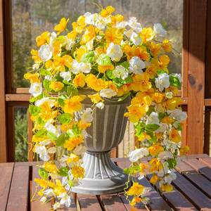 lot 14415 image: Fake Hibiscus Artificial Hanging Flowers Plants for Outdoors Spring Decoration, 4pcs Silk Hibiscus Vines Realistic UV Resistant Faux Flowers for Outside Planter Porch Patio Yard Wedding Party, Mix