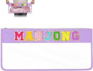 lot 14446 image: DEVPNR Clear American Mahjong Tile Bag with Zipper, Romantic PurpleWaterproof, Empty Storage Bag, With Letters, Tile Holder for Game Accessories, Bag Only