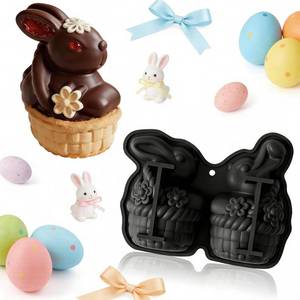lot 14465 image: Easter Bunny Molds Silicone Bunny Cake Pan Easter Silicone Molds for Chocolate Candy Jelly Soap Candle Mold DIY Crafts