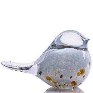 lot 17521 image: DOVDOV Hand Blown Glass Bird Statue Home Decor, Small Blue Glass Art Bird Sculpture for Office Desktop on Dresser entryway Decorative Ornament and Paperweight.