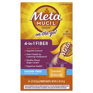 lot 18003 image: (Lot of 3) Metamucil Daily Fiber Supplement  Psyllium Husk Fiber Powder  Sugar Free  Orange Flavor  30 Packets