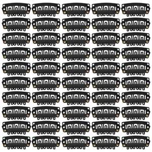 lot 18029 image: YTBYT 50 Pcs U-Shape Metal Snap Clips 28mm 6-Teeth Wig Clips with Rubber for Hair Extensions and Hairpieces (Black)