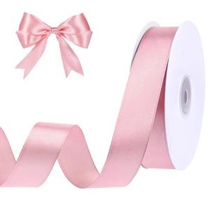 lot 18041 image: woric Pink Ribbon 1 Inch 50 Yards Pink Bow Satin Ribbon for Flower Bouquet Girls Hair Bows Diaper Cake Baby Nursery Bridal Party Ribbons