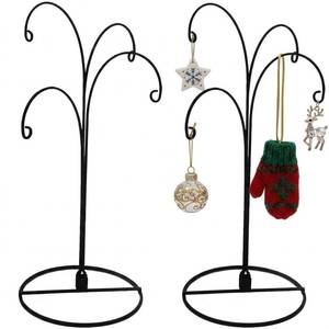 lot 18061 image: HOHIYA Ornament Display Stand 12 Inch 2 Pack 4-Arm Metal Ornament Holder for Christmas Decorations Crystal Ball Hanging Ornaments Jewelry Display Stand Black