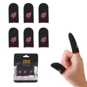 lot 18448 image: (Lot of 2) Gaming Finger Sleeves Smooth Touch Screen Thumb Protector, Sweat-Proof Mobile Game Controller Accessories, Black (Black Finger Sleeves (6 PCS))