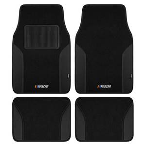 lot 19905 image: NASCAR Car Floor Mats, Carpet and Black Leather Design Car Mats, Universal-Fit All-Weather Car Floor Mats with Built-in Heel Pad and Anti-Slip Backing, Durable Odorless Automotive Interior Accessories