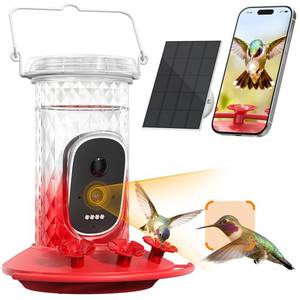 lot 19917 image: Smart Hummingbird Feeder Camera with AI Identification, 2.5K HD and Color Night Vision, Solar Powered Outdoor, IP66 Weatherproof � Garden Decor and Gift for Dad (Red Ombre)