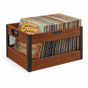 lot 19918 image: X-cosrack Vinyl Record Storage Crate, Wooden LP Record Organizer, Holds 60�80 Records, Classic Cube Storage for Albums