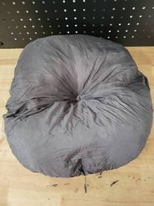 lot 19961 image: Gray Round Tufted Cushion approx 13 in Diameter For Dog Bed