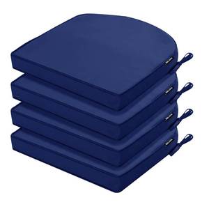 lot 19965 image: Comcaver Outdoor Chair Cushions Set of 4 Water Resistant Patio Chair Cushions with Tie 3 Year Color Fastness Thick Outdoor Seat Cushion for Garden Lawn Round Corner Navy 17x16 Inch