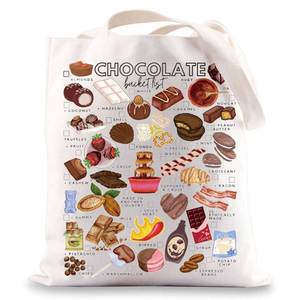 lot 20003 image: BWWKTOP Chocolate Canvas Tote Bag Chocolate Lover Gifts Chocolate Shoulder Bag Chocolate Themed Merchandise (Chocolate)