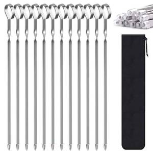 lot 20009 image: Skewers for Kabobs, 12in Metal Kebab Skewers for Grilling Flat Long Stainless Steel Kabob Sticks Reusable Grill Shish BBQ Barbecue Sticks for Meat Chicken Vegetable Shrimp, 12 Pack
