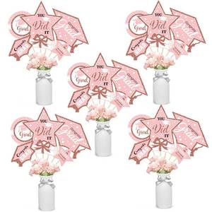 lot 20025 image: party greeting 2026 Graduation Decorations Set of 24 Class of 2026 Table Decor Congrats Grad Party Centerpiece Sticks Table Toppers Graduation Party Supplies, Rose Gold