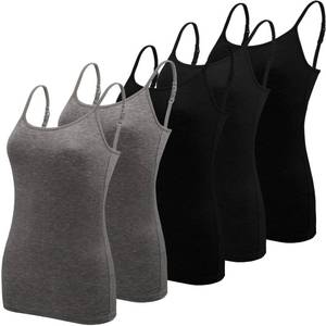 lot 20032 image: BQTQ 5 Pcs Camisole for Women Undershirt Spaghetti Strap Camisole Tank Tops, M Black, Dark Gray