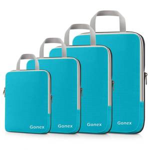 lot 20049 image: Gonex Compression Packing Cubes, 4pcs Expandable Storage Travel Luggage Bags Organizers (Blue)