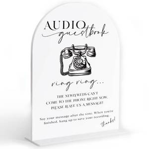 lot 20076 image: Audio Guest Book Sign, White Arch Acrylic Wedding Sign, Audio Guest Book Wedding Phone, Bridal Shower Decor, Engagement Party Decor, Centerpiece Table Decorations Party for Bride and Groom-25