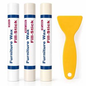 lot 20081 image: Kenbry Wood Filler Sticks 3 Colors White Wax Fill Stick, Wood Repair Kit for Scratches, Crack, Scuffs, Gouges on Wooden Funiture, Floors, Cabinets, Tables, and Doors-Rub Briskly Repair