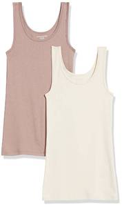 lot 20084 image: Amazon Essentials Womenfts Slim-Fit Ribbed Scoop Neck Tank Tops, Pack of 2, CopperMaroon, X-Large