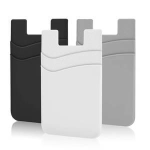 lot 20096 image: SHANSHUI Phone Wallet, Credit Card Holder for Back of Phone Case Wallet Pocket Stick on ID Bussiness Cards Sticky Pouch Compatible with iPhone, Samsung Galaxy, Android - 3 Pack Black Grey White