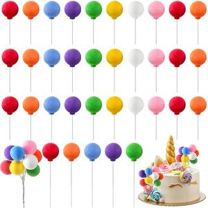 lot 20102 image: Sieral 40 Pcs Mini Balloon Cake Toppers Colorful Rainbow Cake Topper Round Clay Balls Cupcake Toppers for Birthday Baby Shower Wedding Party Decorations(Rainbow Color)