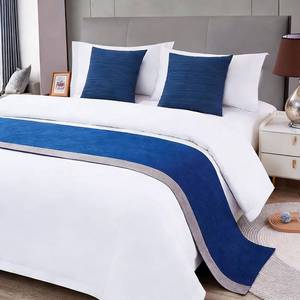 lot 20105 image: Ctslbreploo Blue Bed Runner 95 x 20 Inch Patchwork Reversible Bed Scarf for King and Queen Size Bed Striped Blue and Grey Quilted Bed Runner Decorative for Hotel Bedroom Home - 1 Piece