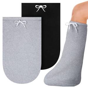 lot 20432 image: Sasylvia 2 Pcs Leg Cast Cover, Sock for Casted Foot Below Knee Sleeve Adjustable Drawstring Cast Wound Protector for Men Women Foot Leg Ankle(21.26 x 11.02 in,Black, Gray)
