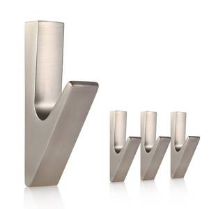 lot 20437 image: SIAMESE Aluminum Coat Hooks, 4 Pcs Brushed Nickel Towel Hooks, Wall Hooks for Clothes, Jackets, Shower, Robe, Hat, Towel, in Bathroom, Kitchen, Living Room, Bedroom(Brushed Nickel)