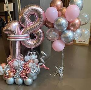 lot 2221 image: PatiCool 40 Inch Rose Gold Number Balloon 4, Large Number Foil Balloons Mylar for Girl Boy Birthday Party Celebration Decorations Supplies, Digital Balloons for Wedding Anniversary Events Decorations