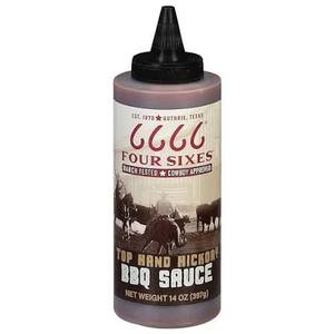lot 2288 image: Four sixes ranch tested cowboy approved top hand hickory BBQ sauce