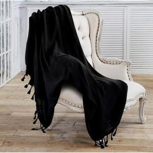 lot 3312 image: Throw Blanket with Fringe 100percent Acrylic Black Approx. 70x52