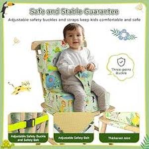 lot 13589 image: Booster Seat for Kitchen Chair with Backrest and 4 Adjustable Straps, Portable TPU Waterproof and Anti-Scratch Toddler Booster Seat for Dining Table, Removable and Non-Slip