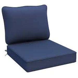 lot 17513 image: (Two Cushions, Two Covers, Navy Blue) Outdoor Deep Seat Cushion, 23.5 x 25.5 in, White