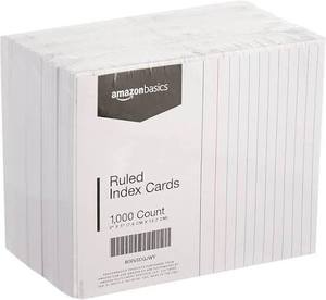 lot 18054 image: AmazonBasics Ruled Index Cards - 3x5 Inches (10 Packs of 100)