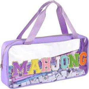 lot 18477 image: (Lot of 2) Clear Mahjong Bag with Lavender Trim