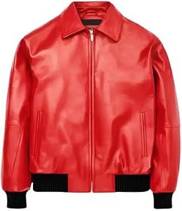 lot 20029 image: Jokird Menfts Classic Albanian Flag Red Bomber Genuine Leather Costume Jacket, X-Large