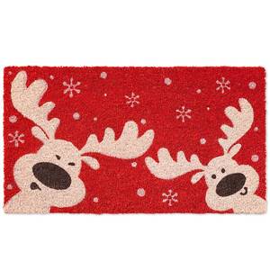 lot 1772 image: Christmas Door Mat Set, 2-Piece Layered Welcome Mat Combo with Red White Buffalo Check Rug and Coir Doormat, Holiday Outdoor Front Porch Entryway Decor for Patio, Garden, Indoor