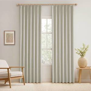 lot 1782 image: KangBang Pinch Pleated Drapes Blackout 84 Inch Length 2 Panels Set, Thermal Insulated Pleated Drapes with Hooks for Bedroom Living Room, Elegant Modern Decor, Linen, 42in W x 84in L