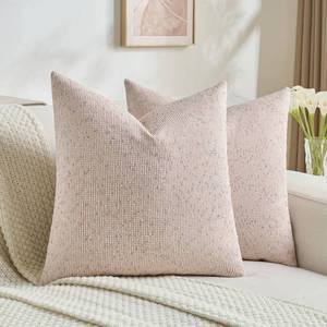 lot 2031 image: FUTEI Pink Decorative Throw Pillow Covers 18x18 Inch Set of 2,Soft Cozy Chenille Colorful Granular Textured Cushion Case,Modern Home Decor for Couch Bed Living Room
