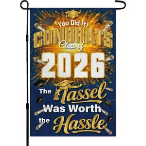 lot 2056 image: Graduation Yard Signs Class of 2026 2027 - Class of 2026 Garden Flag  Graduation Decor Party Favors Supplies for Outdoor Indoor Double-Side Backdrop Banner for Garden Porch Patio Lawn Yard Home,12x18Inch (Blue)